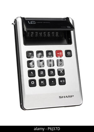 Sharp EL-805 Calculator using a reflective DSM-LCD, launched in 1972 by Sharp Inc Stock Photo
