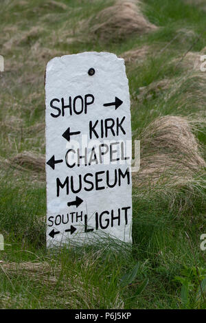 Great Britain, Shetland, Fair Isle. Island road sign.