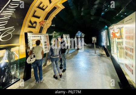 Wine cellar in Torley Wine company. Torley producing 21,5 million bottles of sparkling wine a year. Stock Photo