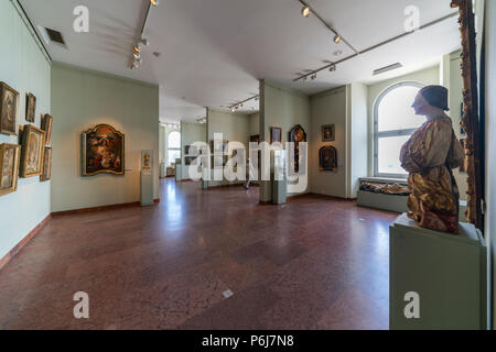 Interior of Hungarian National Gallery (Magyar Nemzeti Galeria), was established in 1957 as the national art museum. It is located in Buda Castle. Stock Photo