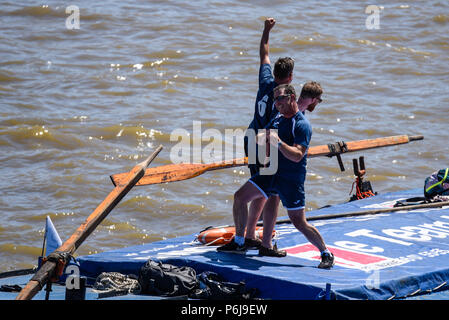 Thames Historic Barge Race. Rowers row large 30 ton barges from ...