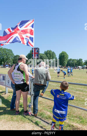 Warrington, UK, 30 June 2018. 30 June 2018 – Crosfields Rugby Amateur Rugby League Football Club Ground was the stage for the annual Armed Forces Day in Warrington. This was the 9th Annual Tom Sephton Memorial Trophy festival where various community groups, emergency services and Rugby organisations and charities provided interesting and engaging activities that added to the festival atmosphere of the event Credit: John Hopkins/Alamy Live News Stock Photo