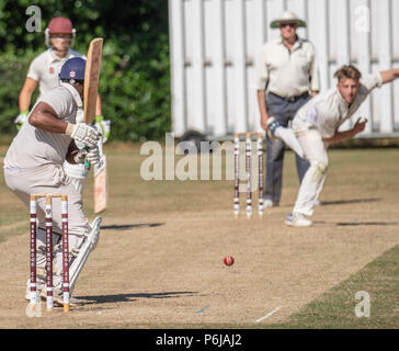 Brentwood Essex, 30th June 2018 Summer cricket Brentwood Cricket club 4th XI vs West Essex Cricket Club 3rd XI Brentwood won with 241 for 4.  Played at the Old County Ground Brentwood Credit Ian Davidson/Alamy Live News Stock Photo