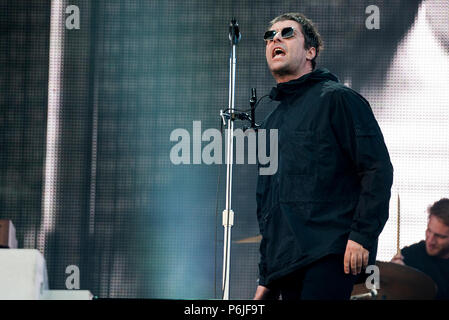 Glasgow, UK. 30th June 2018.  Liam Gallagher headlines the Main stage at TRNSMT Festival 2018, Glasgow Green, Glasgowl 30/06/2018 © Gary Mather/Alamy Live News Stock Photo