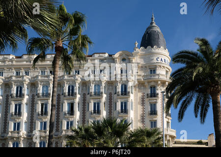 Cannes, France - October 25, 2017 : front view of the famous corner dome of the Carlton International Hotel situated on the croisette boulevard in Can Stock Photo