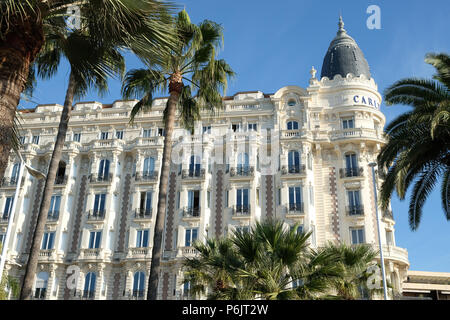 Cannes, France - October 25, 2017 : front view of the famous corner dome of the Carlton International Hotel situated on the croisette boulevard in Can Stock Photo