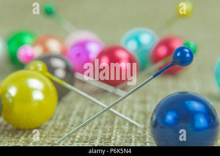 pins and colored balls Stock Photo