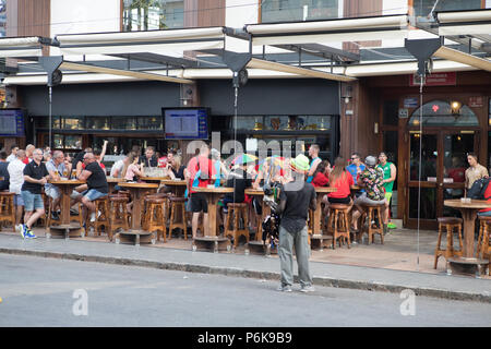 Mallorca tourism,  El Arenal, famouse German touristic place, scene in the street nightlife Stock Photo