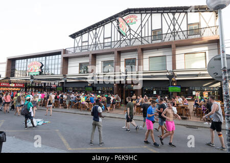 Mallorca tourism, El Arenal, famouse German touristic place, scene in the street nightlife Stock Photo