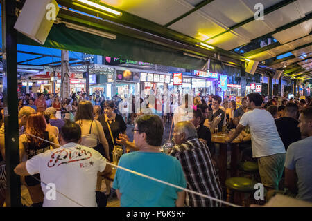 Mallorca tourism, El Arenal, famouse German touristic place, scene in the street nightlife Stock Photo