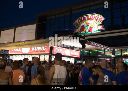 Mallorca tourism, El Arenal, famouse German touristic place, scene in the street nightlife Stock Photo