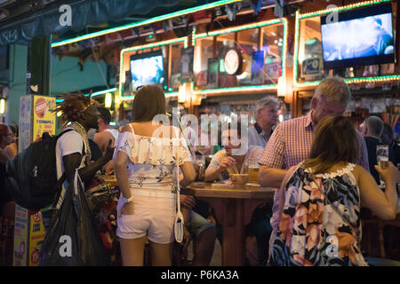 Mallorca tourism, El Arenal, famouse German touristic place, scene in the street nightlife Stock Photo