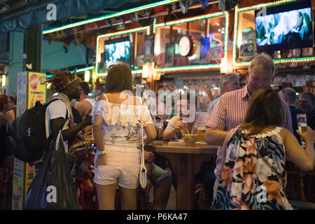 Mallorca tourism, El Arenal, famouse German touristic place, scene in the street nightlife Stock Photo