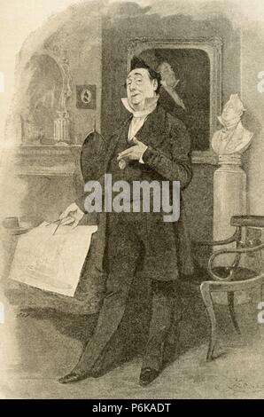Charles Dickens (1812-1870). Mr. Pecksniff in the novel 'Martin Chuzzlewit', 1843-1844. La Ilustracion Iberica, 1898. Stock Photo