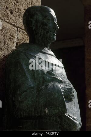 Gonzalo de Berceo (ca. 1197-before 1264). Spanish poet. Bust. Berceo. La Rioja. Spain. Stock Photo