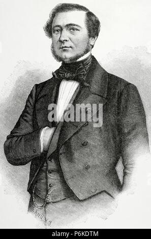 Charlemagne Emile de Maupas (1818-1888). French lawyer and politician. Portrait. Engraving by E. Krell in 'Historia de Francia', 1881. Stock Photo