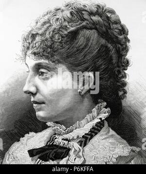 Maria del Pilar de Borbon y Borbon (1861-1879). Infanta of Spain, daughter of Queen Isabel II. Portrait. Engraving of 'La Ilustracio n Espan ola y Americana', 1879. Stock Photo