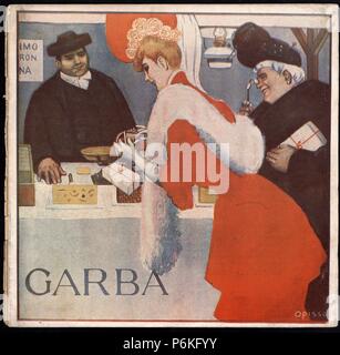 Portada de la revista literaria Garba, número 5, editada en Barcelona, diciembre de 1905. Dibujo de Opiso. Stock Photo