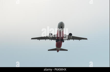 Phuket, Thailand - Apr 23, 2018. An Airbus A320 airplane of AirAsia taking-off from Phuket International Airport (HKT). Stock Photo