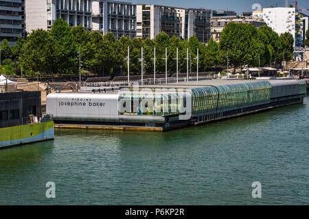 Piscine Joséphine Baker is a swimming pool floating on the River Seine in Paris, France. Stock Photo