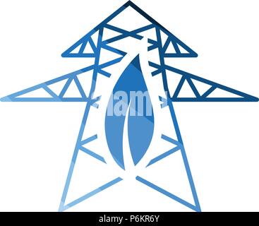 Electric tower leaf icon. Flat color design. Vector illustration. Stock Vector