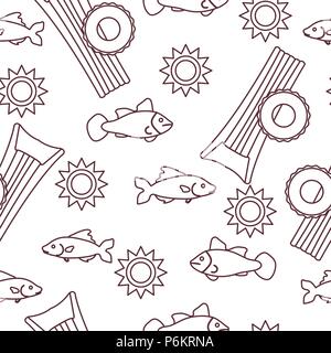 Seamless pattern with inflatable mattress, inflatable circle. Summer leisure. Stock Vector