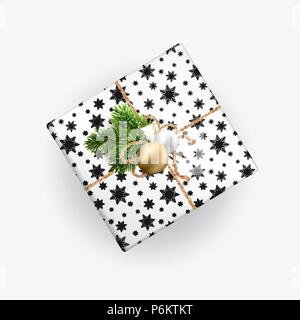 Christmas gift box top view realistic illustration Stock Vector
