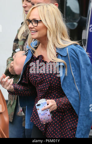 Emma Bunton seen outside Global Radio Studios as she says goodbye to friends.  She was carrying a Diet Coke can. - London  Featuring: Emma Bunton Where: London, United Kingdom When: 31 May 2018 Credit: WENN.com Stock Photo