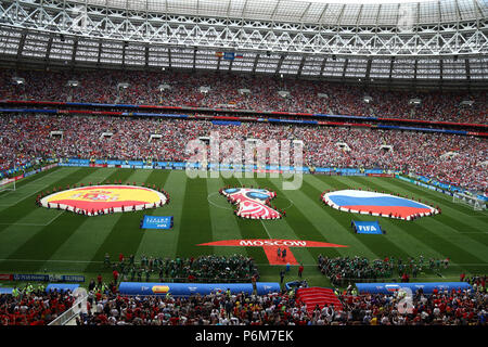 Luzhniki Stadium, Moscow, Russia. 1st July, 2018. FIFA World Cup Football, Round of 16, Spain versus Russia; The teams take to the field Credit: Action Plus Sports/Alamy Live News Stock Photo