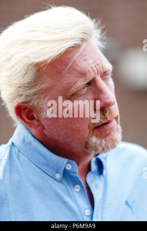 London, UK, 1st July 2018: Boris Becker before the start of the 2018 Wimbledon Tennis Championships at the All England Lawn Tennis and Croquet Club in London. Credit: Frank Molter/Alamy Live news Stock Photo