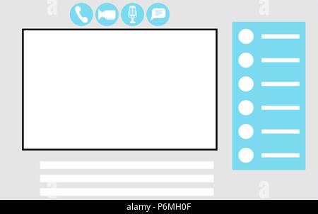 Interface for video call application. Window for screen from camera and symbol connection. Vector illustration Stock Vector