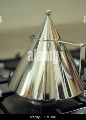 Close-up of stainless steel Conico kettle designed by Rossi for Alessi Stock Photo -