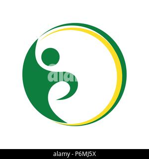 Healthy Living Green Swoosh Vector Symbol Graphic Logo Design Template Stock Vector