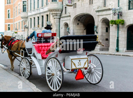 Montreal, Canada - June 23, 2018: Carriage in a street of Quebec city Stock Photo
