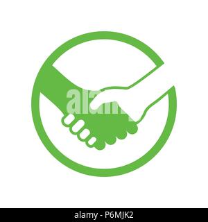 Handshake Circle Green Icon Vector Symbol Graphic Logo Design Template Stock Vector