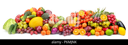 Large collection healthy fruits, vegetables, berries, isolated on white background. Stock Photo