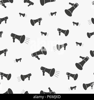 Megaphone pattern repeat seamless in black color for any design. Vector geometric illustration Stock Vector
