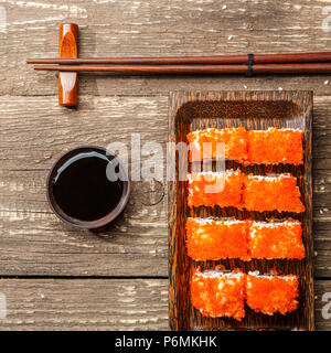 Photo rolls on rectangular plate Stock Photo