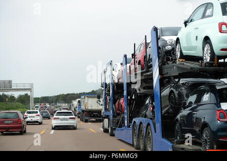 Michendorf, Germany, slow traffic on the A10 towards the south Stock Photo