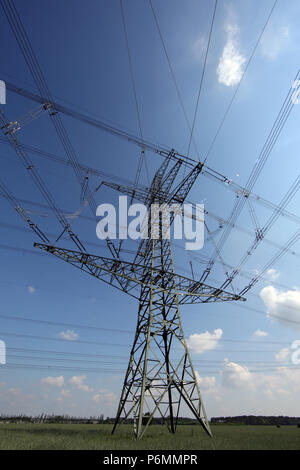 Schoenewalde, Germany, power pole Stock Photo