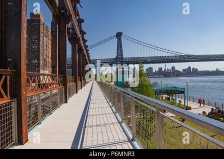 Domino Park is a 6-acre public park in the Williamsburg neighborhood of Brooklyn, New York City. Stock Photo