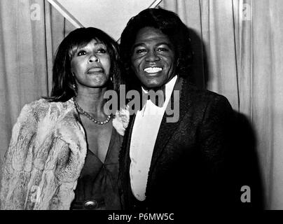 Tina Turner with James Brown in 1982 at Grammy Awards. Stock Photo