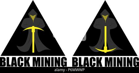 miner crypto currency in the triangle black miner minimalist logo Stock Vector