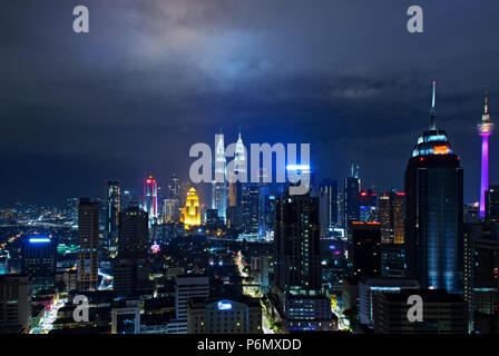 Night view of Kuala Lumpur skyline, capital city of Malaysia. Stock Photo