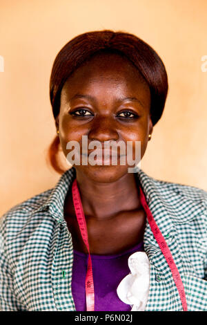 Seamstress in Dapaong, Togo. Stock Photo