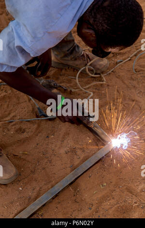 Welding workshop financed by microfinance in Dapaong, Togo. Stock Photo