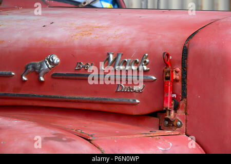 close up of Mack B61 front end at the glen innes truck and tractor show in northern new south wales, australia Stock Photo