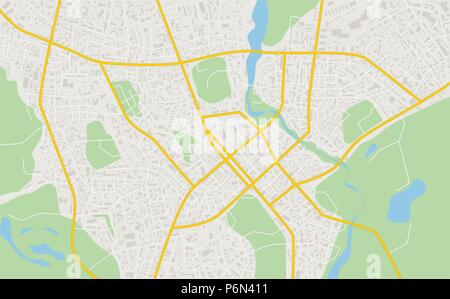 Abstract flat map of city. plan of town. City center scheme. Detailed ...