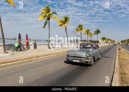 Classic 1950's Plymouth taxi, locally known as 'almendrones' in the town of Cienfuegos, Cuba.