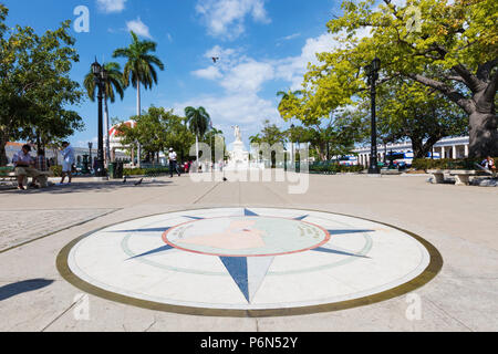 Tile compass rose in Parque José Martí, Cienfuegos, Cuba Stock Photo